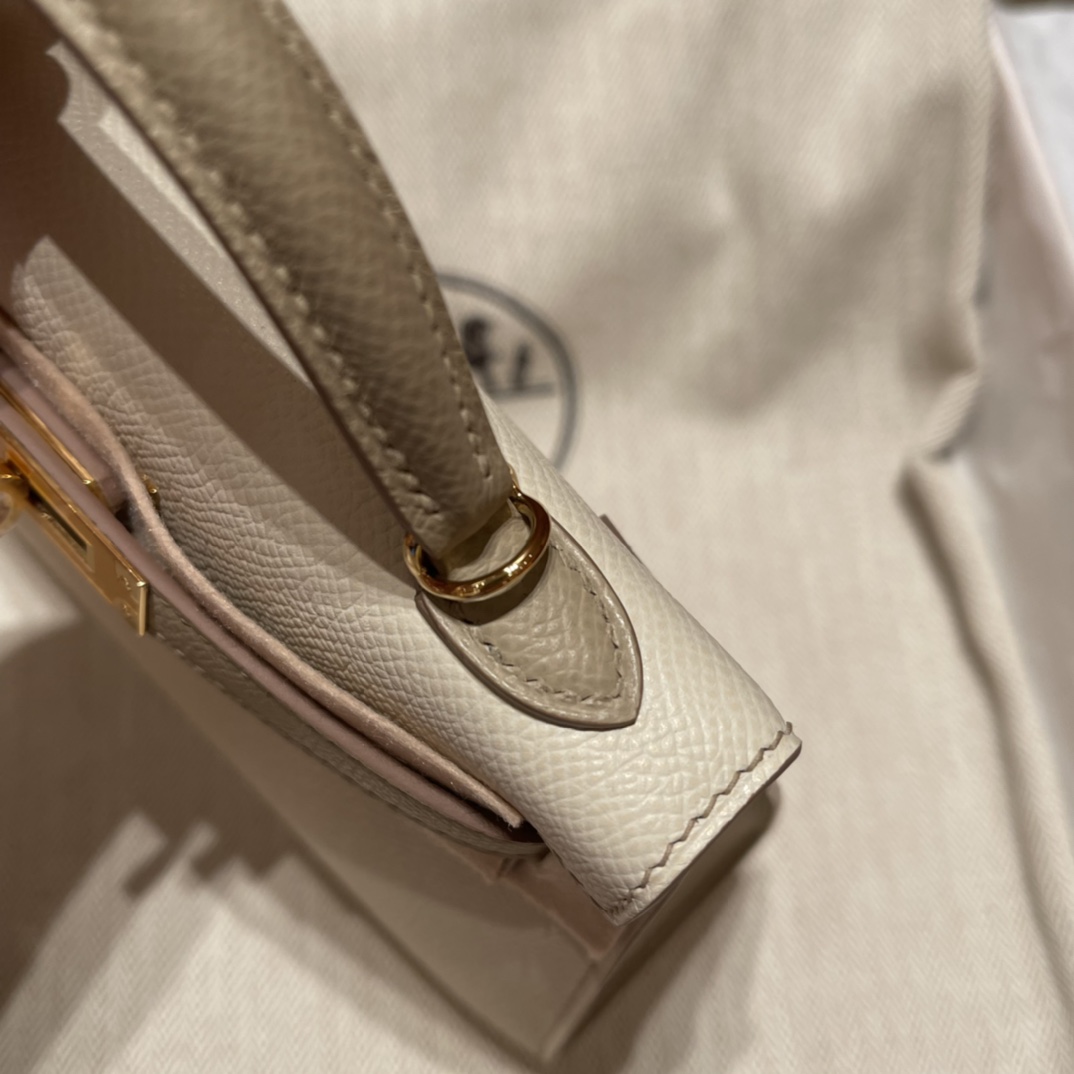 에르메스 미니 켈리백 화이트 에토프 금장 앱송